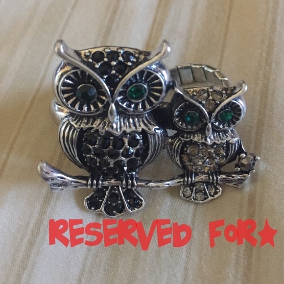 Mother Owl and Cub Ring Blue - Picture 4 of 4